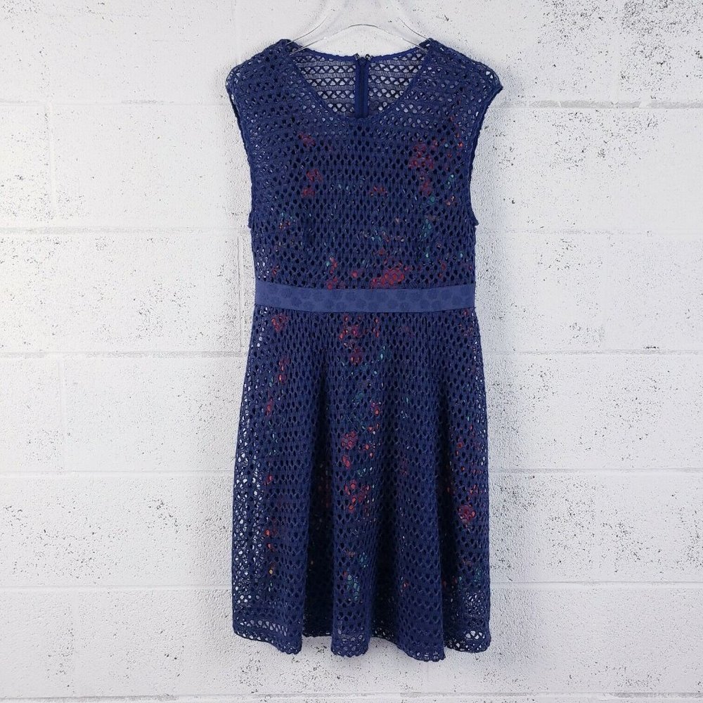 Plenty Tracy Reese Womens Allison Blue Lace Sleeveless A-Line Dress Size 10